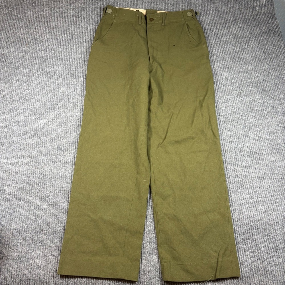 Vintage US Military M-1951 Wool Field Trousers Olive Drab Green Regular Small